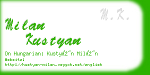 milan kustyan business card